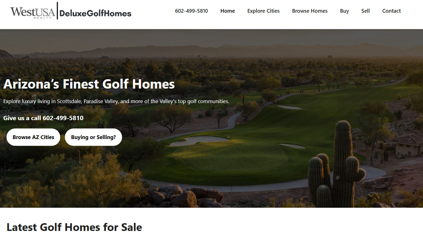 DeluxeGolfHomes Website Home Page